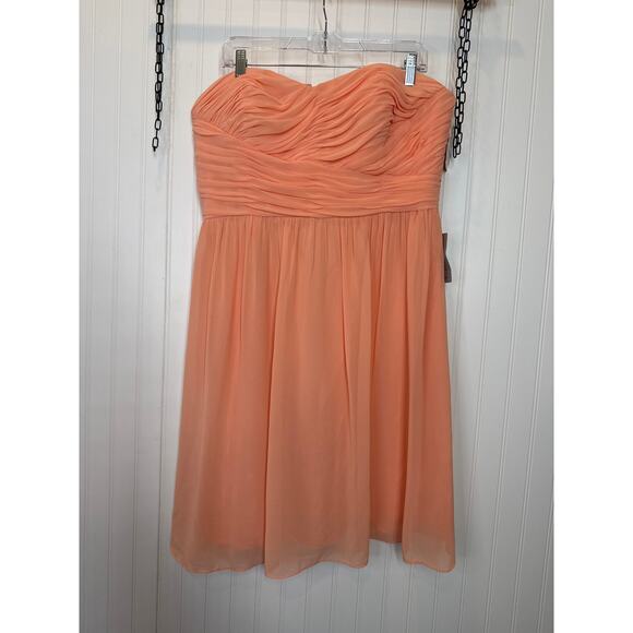 NWT Donna Morgan Peach Short Cocktail Dress Strapless Bridesmaid Wedding Sze 18 - Picture 2 of 8
